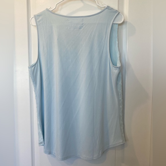 Light blue Ezide Textured Mixed Material Top - Picture 2 of 3